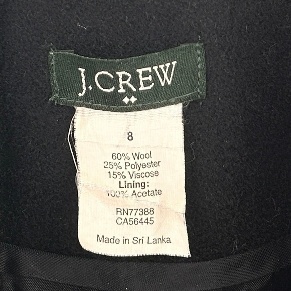 J Crew Black Wool Lady Day Coat Women's Midi Fit & Flare Pleated A-Line Size 8 - Picture 8 of 9